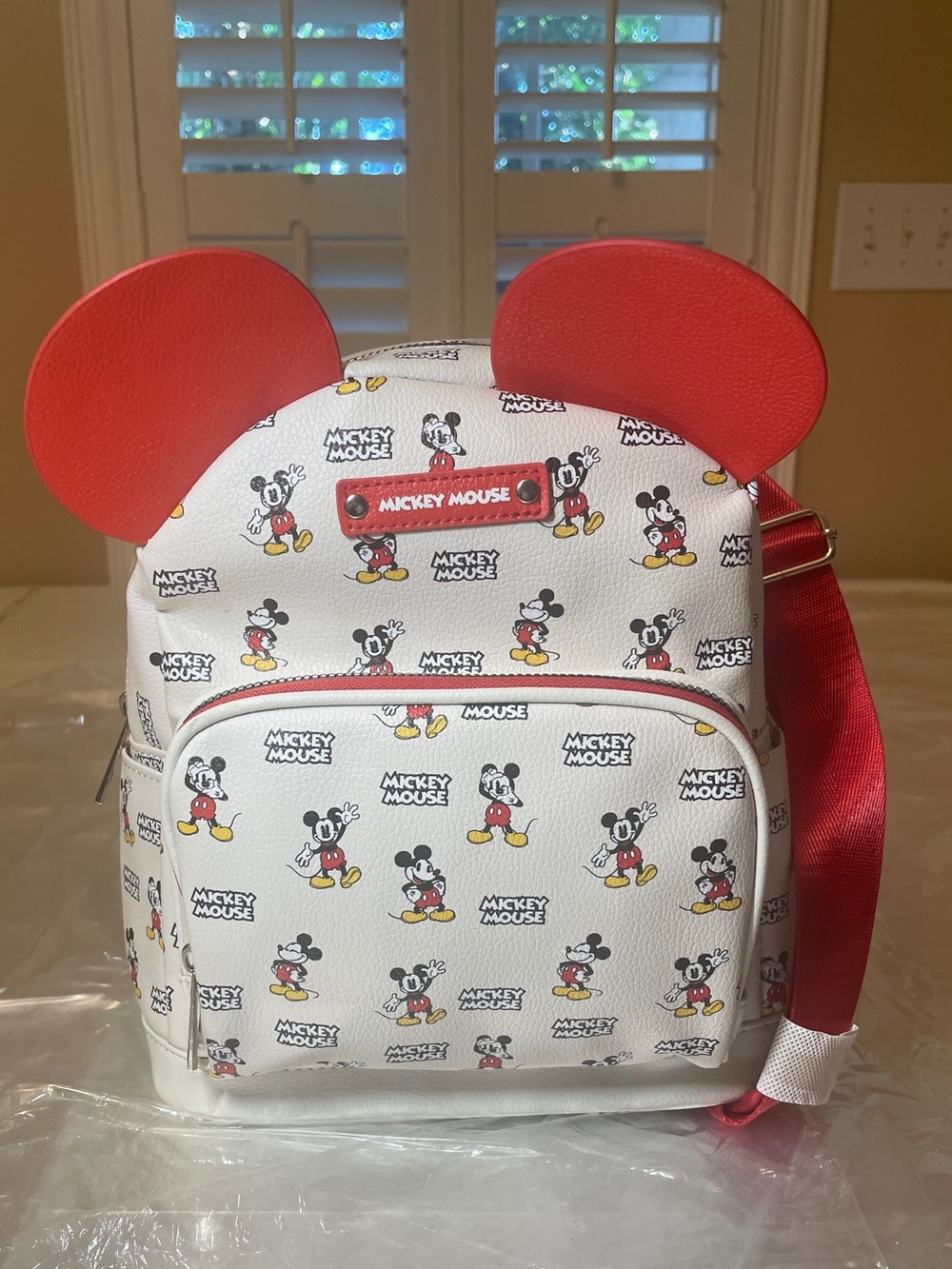 Disney Mickey Mouse Kid’s White and Red Ear Mini Backpack 2 sections Adj. Straps